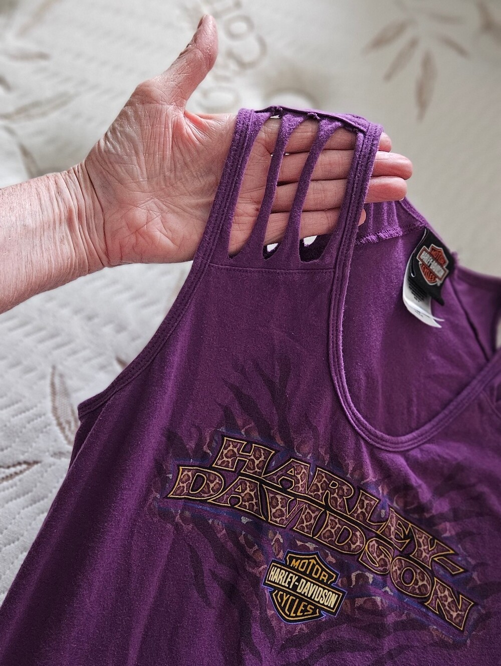 Sexy Harley-Davidson Women’s Purple Cut-out Tank Top Size M